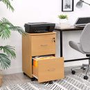 Segenn's Hout Ladeblok - Ladeblok bureau - Rolcontainer met Slot - 2 Lades - Bruin  43 x 45 x 72 cm