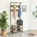 Segenn's Navada2 kapstok staand - Kapstok - Kledingrekken - garderoberek - kapstok met schoenenrek - Hout - Metaal -Vintage - 66 x 32.5 x 183 cm Bruin-zwart