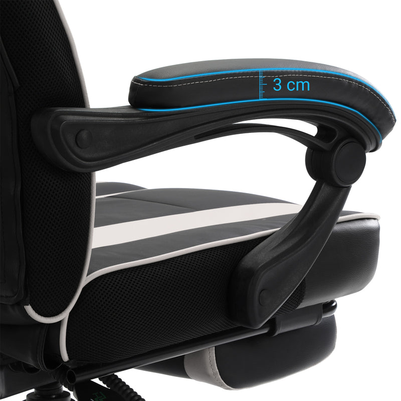 Segenn's Gamestoel - Bureaustoel - met hoofdsteun en Voetsteun - Ergonomisch - Zwart en Wit