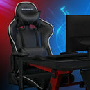 Segenn's Troy Bureaustoel - Gamestoel - Met hoge rugleuning - Racestoel - Gewatteerde zitting - Verstelbare hoofdsteun en lendenkussen - Zwart