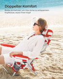 Campingstoel met schouderbanden en armleuningen rood en wit-Opvouwbare Outdoor Stoel voor Camping, Strand en Vissen