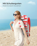 Campingstoel met schouderbanden en armleuningen rood en wit-Opvouwbare Outdoor Stoel voor Camping, Strand en Vissen