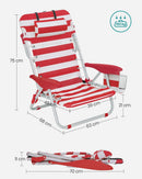 Campingstoel met schouderbanden en armleuningen rood en wit-Opvouwbare Outdoor Stoel voor Camping, Strand en Vissen