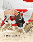 Campingstoel met schouderbanden en armleuningen rood en wit-Opvouwbare Outdoor Stoel voor Camping, Strand en Vissen