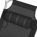 Ligstoel met Hoofdsteun en Zonnekap Zwart – Opvouwbare Verstelbare Relaxstoel voor Tuin, Strand, Camping en Zwembad