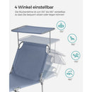 Opvouwbare Zonneligstoel met Zonnescherm Blauw – Verstelbaar Ligbed voor Strand, Tuin, Camping en Outdoor Ontspanninga