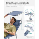 Opvouwbare Zonneligstoel met Zonnescherm Blauw – Verstelbaar Ligbed voor Strand, Tuin, Camping en Outdoor Ontspanninga
