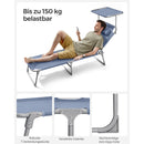 Opvouwbare Zonneligstoel met Zonnescherm Blauw – Verstelbaar Ligbed voor Strand, Tuin, Camping en Outdoor Ontspanninga