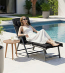 Verstelbare Deckchair met Zwart Matras – Comfortabele Ligstoel voor Tuin, Terras en Balkon-Stijlvolle Deckchair voor Tuin