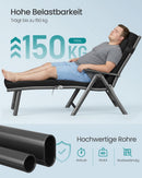 Verstelbare Deckchair met Zwart Matras – Comfortabele Ligstoel voor Tuin, Terras en Balkon-Stijlvolle Deckchair voor Tuin