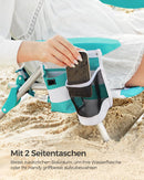 Strandstoel Set van 2 met Afneembaar Hoofdkussen – Groen-Wit Gestreept, Opvouwbaar voor Strand, Camping en Tuin