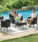 PE Polyrattan Balkonset Zwart-Grijs – Moderne Tuinmeubelset voor Balkon, Terras en Tuin-Duurzame Buitenmeubelen