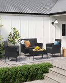 PE Polyrattan Balkonset Zwart-Grijs – Moderne Tuinmeubelset voor Balkon, Terras en Tuin-Duurzame Buitenmeubelen