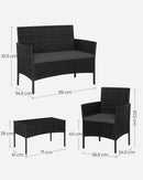 PE Polyrattan Balkonset Zwart-Grijs – Moderne Tuinmeubelset voor Balkon, Terras en Tuin-Duurzame Buitenmeubelen