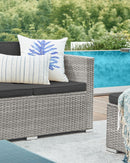 Balkonmeubelset van PE-Polyrattan met Kussens en Glazen Tafel|Moderne 4-Delige PE-Polyrattan Balkonset-
