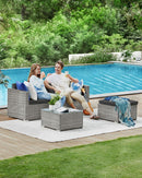 Balkonmeubelset van PE-Polyrattan met Kussens en Glazen Tafel|Moderne 4-Delige PE-Polyrattan Balkonset-