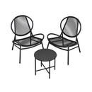 3-Delige Balkonset Inktzwart – Moderne Tuinmeubelen met Tafel en Stoelen-Comfortabele Buitenmeubelen