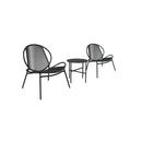 3-Delige Balkonset Inktzwart – Moderne Tuinmeubelen met Tafel en Stoelen-Comfortabele Buitenmeubelen