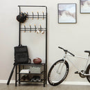 Segenn's Kapstok - Garderoberek - Met Schoenenrek 18 Haken en 3 Planken- Zwart - 68.8 x 35.2 x 187 cm