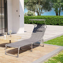 Weerbestendig Tuinligbed met Hoofdkussen en Zonnescherm – Comfortabel Buitenligbed-Grijs Melange