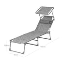 Weerbestendig Tuinligbed met Hoofdkussen en Zonnescherm – Comfortabel Buitenligbed-Grijs Melange