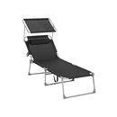 Tuinlounger met Zwarte Bekleding – Luxe Verstelbare Ligstoel voor Buiten-Comfortabele Tuinlounger