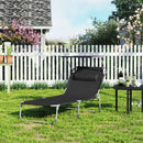 Tuinlounger met Zwarte Bekleding – Luxe Verstelbare Ligstoel voor Buiten-Comfortabele Tuinlounger