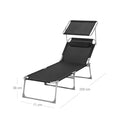 Tuinlounger met Zwarte Bekleding – Luxe Verstelbare Ligstoel voor Buiten-Comfortabele Tuinlounger