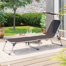 Modern Tuinligbed met Zonneluifel en Comfortabele Bekleding-Verstelbaar Ligbed voor Tuin en Balkon