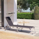 Modern Tuinligbed met Zonneluifel en Comfortabele Bekleding-Verstelbaar Ligbed voor Tuin en Balkon