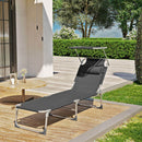 Tuin Lounger met Hoofdsteun en UV-Beschermende Zonneluifel-Luxe Ligstoel voor Buiten