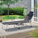 Tuin Lounger met Hoofdsteun en UV-Beschermende Zonneluifel-Luxe Ligstoel voor Buiten