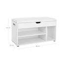 SEGENN Parma ComfortSit – Witte Schoenenbank met Kussen & 3 Vakken-Stijlvolle Schoenenbank met Opbergruimte – Wit & Gewatteerd