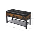 Segenn's Charlottetown opbergkist - schoenenbank - opbergbank - poef - vintage bruin zwart - 70x30x45 cm