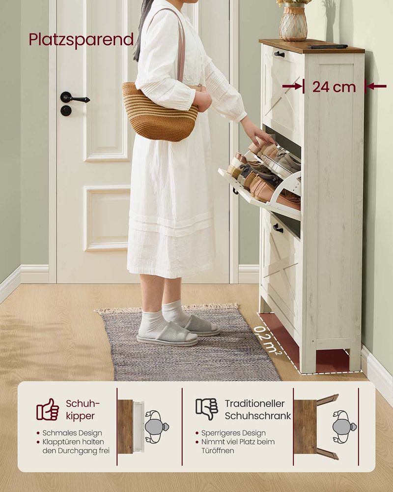 Segenn's Parma Schoenenkast met Drie Deuren – Ruime en Stijlvolle Opbergruimte