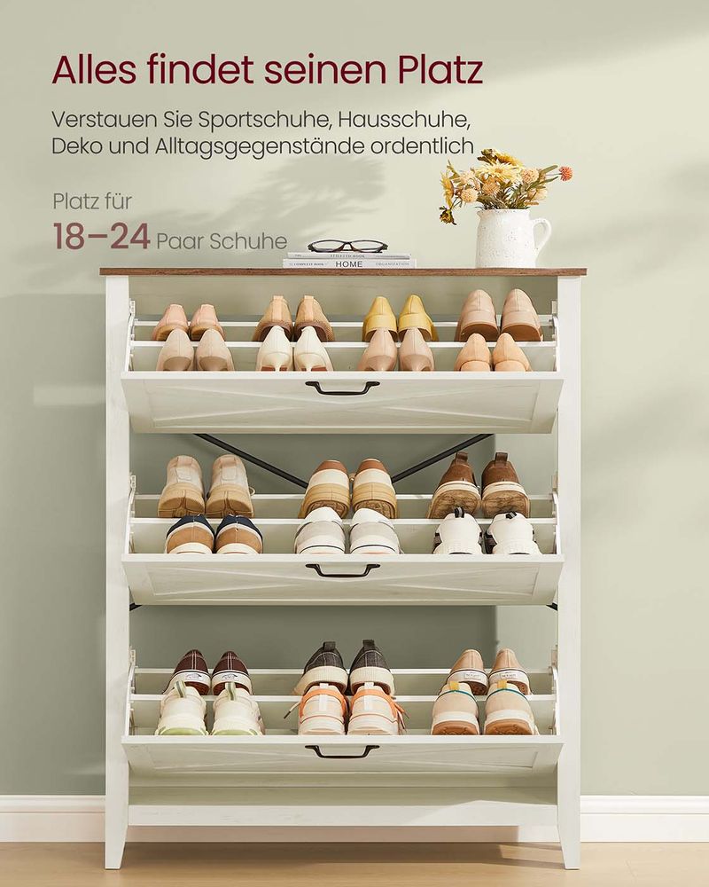 Segenn's Parma Schoenenkast met Drie Deuren – Ruime en Stijlvolle Opbergruimte