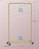 SEGENN Catania Goudkleurig Kledingrek met Wielen en Opbergplank – Sterk, Verplaatsbaar & Elegant-Elegant Kledingrek op Wielen – Goud met Legplank – Modern en Functioneel Design