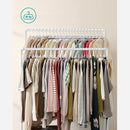 Segenn's Wow kledingrek - kledingroede - kledingstandaard met wielen - kapstok met 2 kledingroeden en plank - draagvermogen tot 110 kg - industrieel - voor slaapkamers - kleedkamers - wit