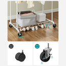 Segenn's Wow kledingrek - kledingroede - kledingstandaard met wielen - kapstok met 2 kledingroeden en plank - draagvermogen tot 110 kg - industrieel - voor slaapkamers - kleedkamers - wit