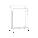 SEGENN Modena Wit Kledingrek op Wieltjes met 2 Kledingstangen-Verplaatsbaar Kledingrek-Wit Kledingrek op Wieltjes met 2 Kledingstangen – Verstelbaar & Mobiel