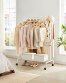 SEGENN Modena Wit Kledingrek op Wieltjes met 2 Kledingstangen-Verplaatsbaar Kledingrek-Wit Kledingrek op Wieltjes met 2 Kledingstangen – Verstelbaar & Mobiel
