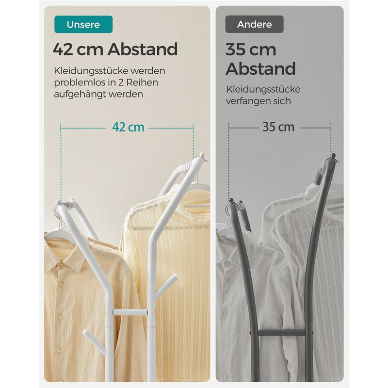 SEGENN Modena Wit Kledingrek op Wieltjes met 2 Kledingstangen-Verplaatsbaar Kledingrek-Wit Kledingrek op Wieltjes met 2 Kledingstangen – Verstelbaar & Mobiel