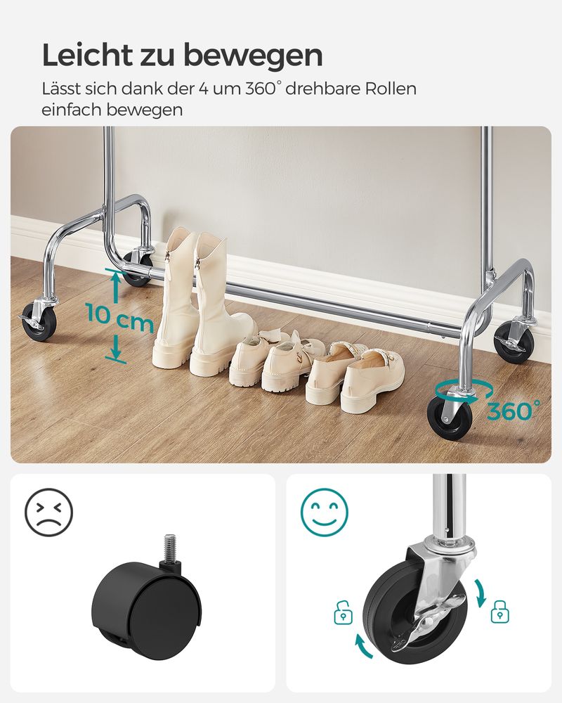 SEGENN Turin Zwaar Belastbaar Kledingrek – Draagvermogen tot 130 kg | Stevig & Duurzaam