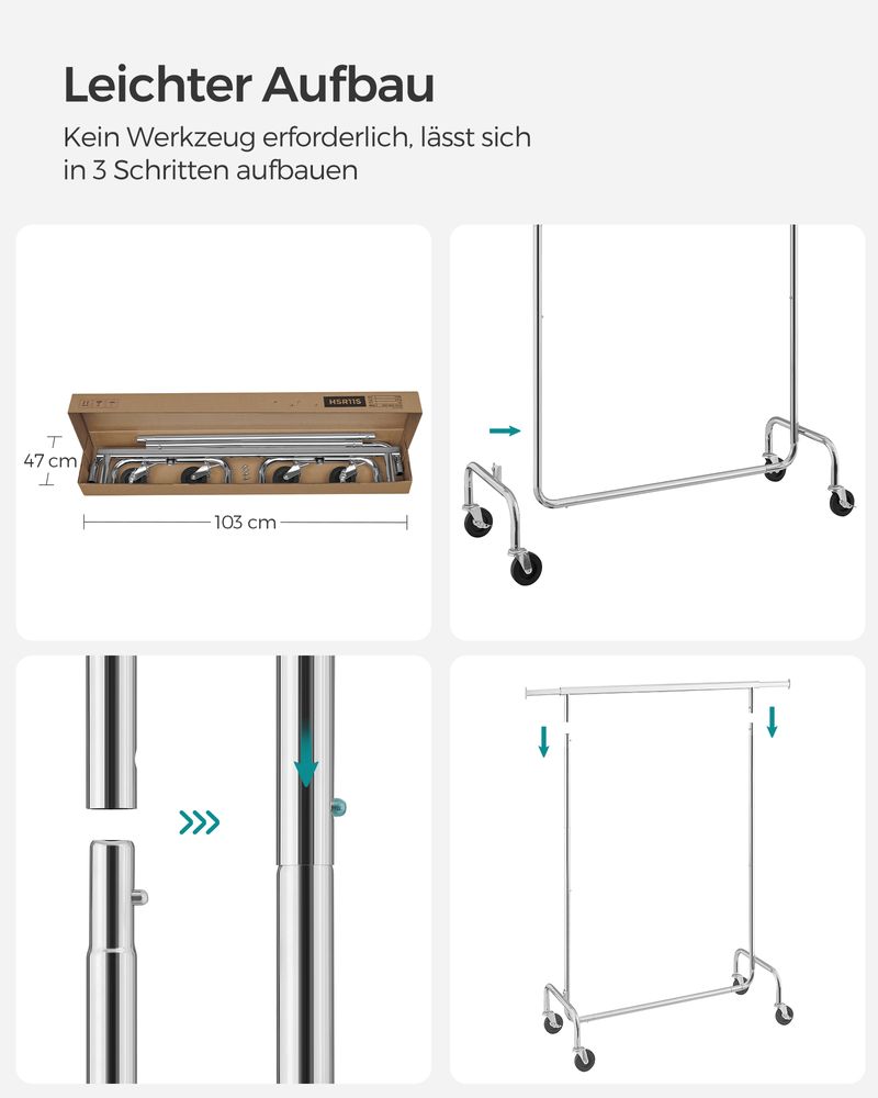 SEGENN Turin Zwaar Belastbaar Kledingrek – Draagvermogen tot 130 kg | Stevig & Duurzaam
