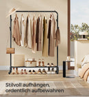 SEGENN Brescia Kledingrek op Wielen – 103,5 cm Breed – Inktzwart – Verplaatsbare Kledingroede voor Slaapkamer of Winkel-Voor Jassen, Kleding of Wasruimte