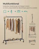 SEGENN Brescia Kledingrek op Wielen – 103,5 cm Breed – Inktzwart – Verplaatsbare Kledingroede voor Slaapkamer of Winkel-Voor Jassen, Kleding of Wasruimte