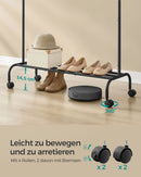 SEGENN Brescia Kledingrek op Wielen – 103,5 cm Breed – Inktzwart – Verplaatsbare Kledingroede voor Slaapkamer of Winkel-Voor Jassen, Kleding of Wasruimte