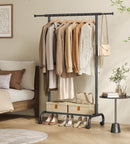 SEGENN Parma Verplaatsbaar Kledingrek – Inktzwarte Afwerking – 45 kg Capaciteit-Zwart-Stevig Kledingrek op Wieltjes – Inktzwart-Belastbaar