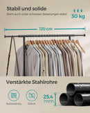 SEGENN Parma Verplaatsbaar Kledingrek – Inktzwarte Afwerking – 45 kg Capaciteit-Zwart-Stevig Kledingrek op Wieltjes – Inktzwart-Belastbaar