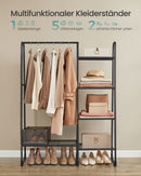 SEGENN Milan Kledingrek met 5 Legplanken – Stalen Frame – Zwart – Opbergrek voor Kleding & Schoenen